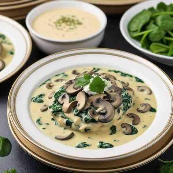 Сливочный соус со шпинатом и грибами